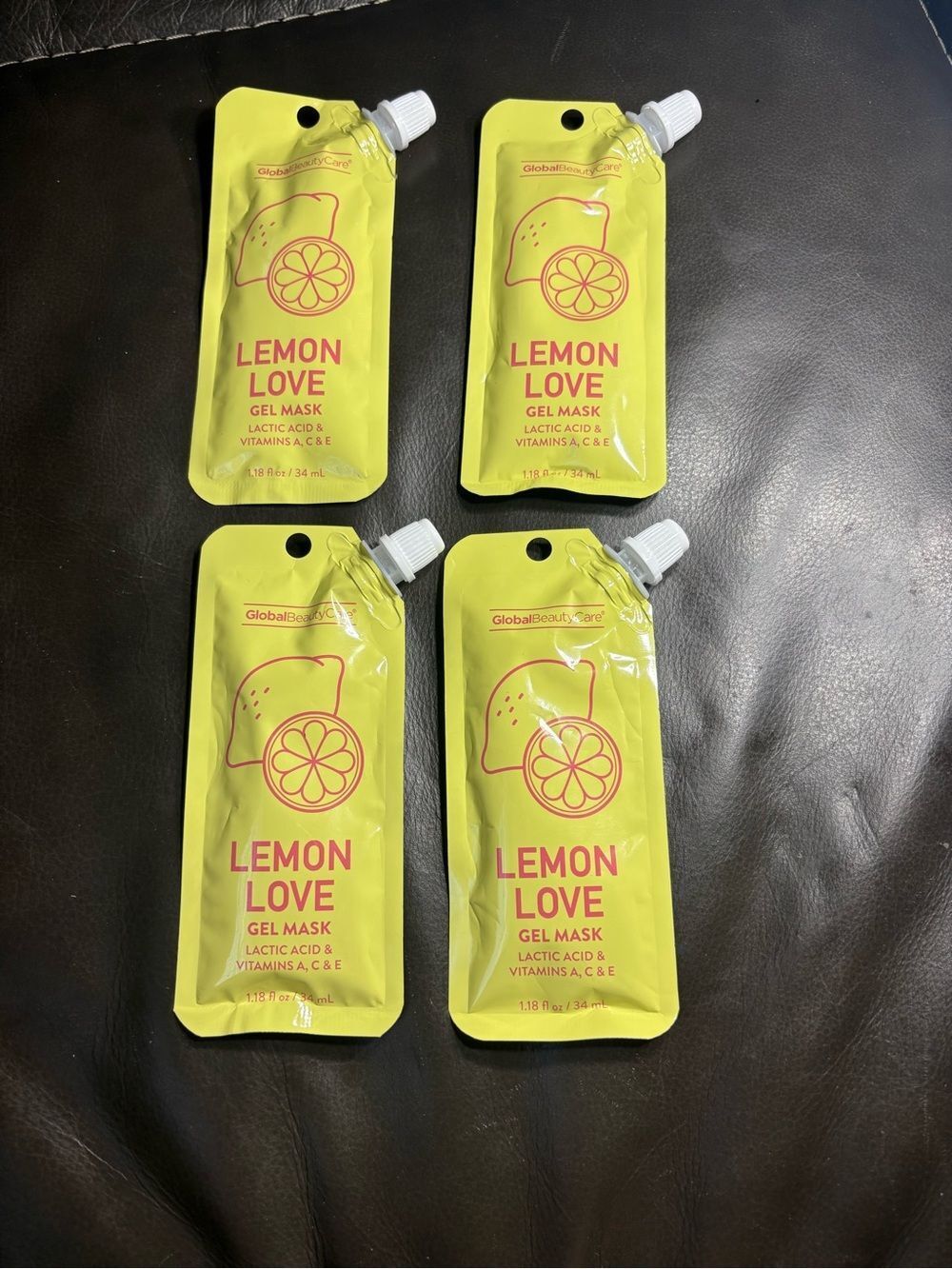 4 New Lemon Love Gel Mask (4 Pack) - Bright Yellow Packets Face Mask